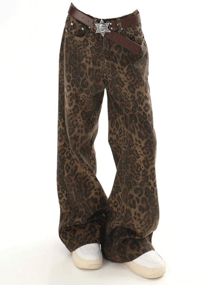 Baggy Leopard Print Jeans