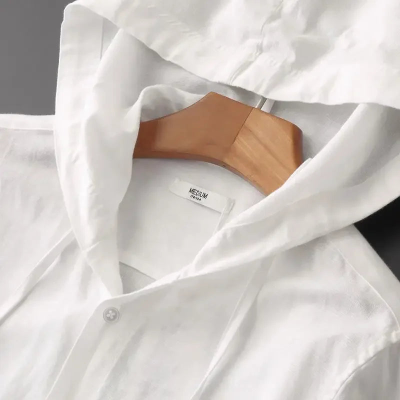 Arlo™ - Linen Long Sleeve Hooded Shirt